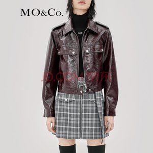 NWT - MO&Co Glossy Faux Leather Burgundy Jacket XL